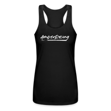 Load image into Gallery viewer, AmberRacing - Women’s Performance Racerback Tank Top - White Logo - black