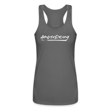 Load image into Gallery viewer, AmberRacing - Women’s Performance Racerback Tank Top - White Logo - charcoal