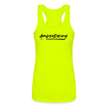 Load image into Gallery viewer, AmberRacing - Women’s Performance Racerback Tank Top - Black Logo - neon yellow
