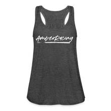Load image into Gallery viewer, AmberRacing - Flowy Tank Top by Bella+Canvas - White Logo - deep heather