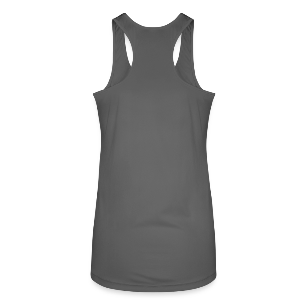 AmberRacing - Women’s Performance Racerback Tank Top - White Logo - charcoal