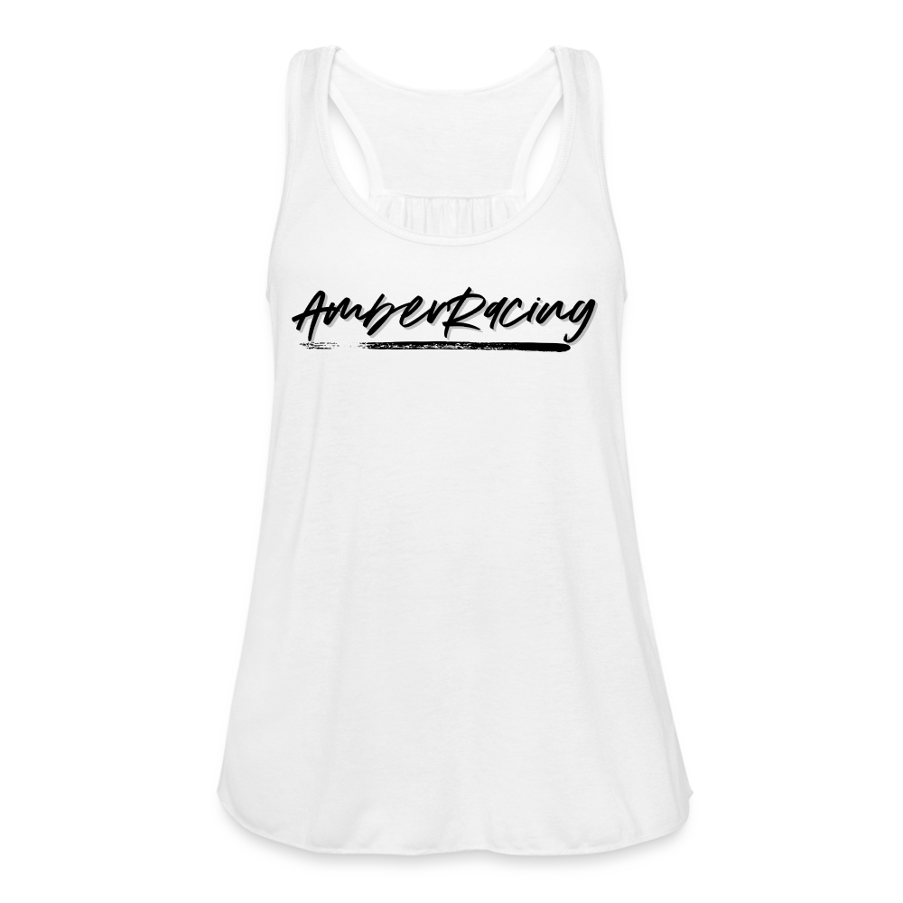 AmberRacing - Flowy Tank Top by Bella+Canvas - Black Logo - white