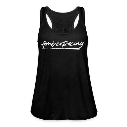 AmberRacing - Flowy Tank Top by Bella+Canvas - White Logo - black