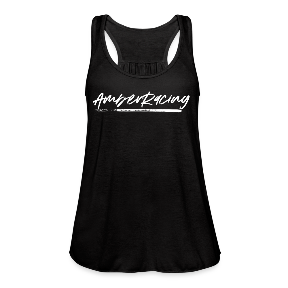 AmberRacing - Flowy Tank Top by Bella+Canvas - White Logo - black