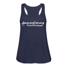 Load image into Gallery viewer, AmberRacing - Flowy Tank Top by Bella+Canvas - White Logo - navy
